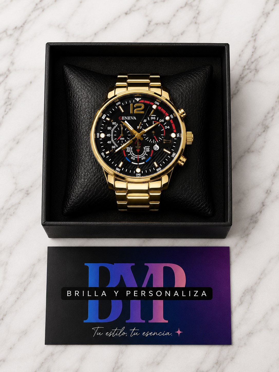 RELOJ GENEVA DORADO PRESTIGIO